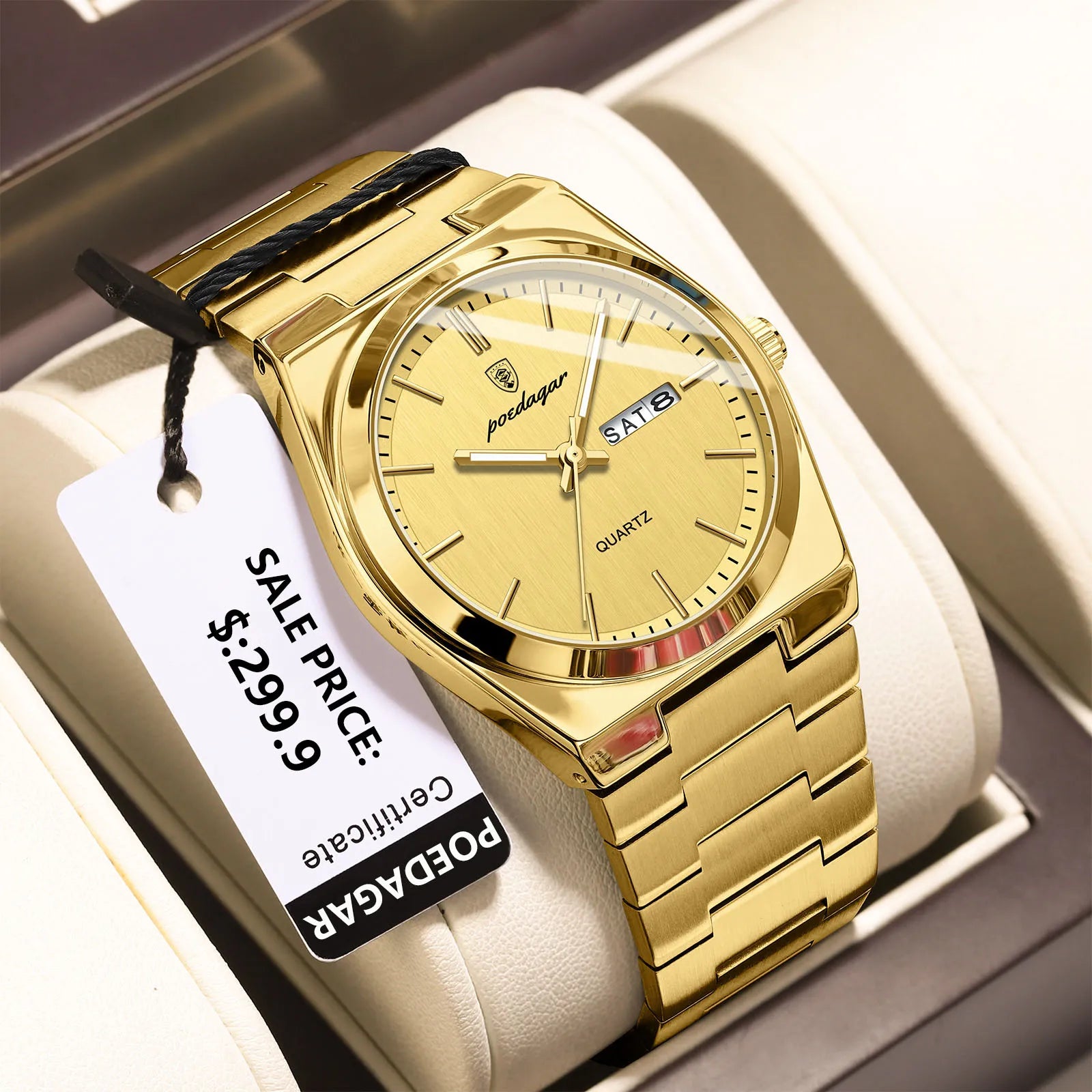 POEDAGAR Luxury Men's Quartz Watch — Stainless Steel Waterproof Wristwatch