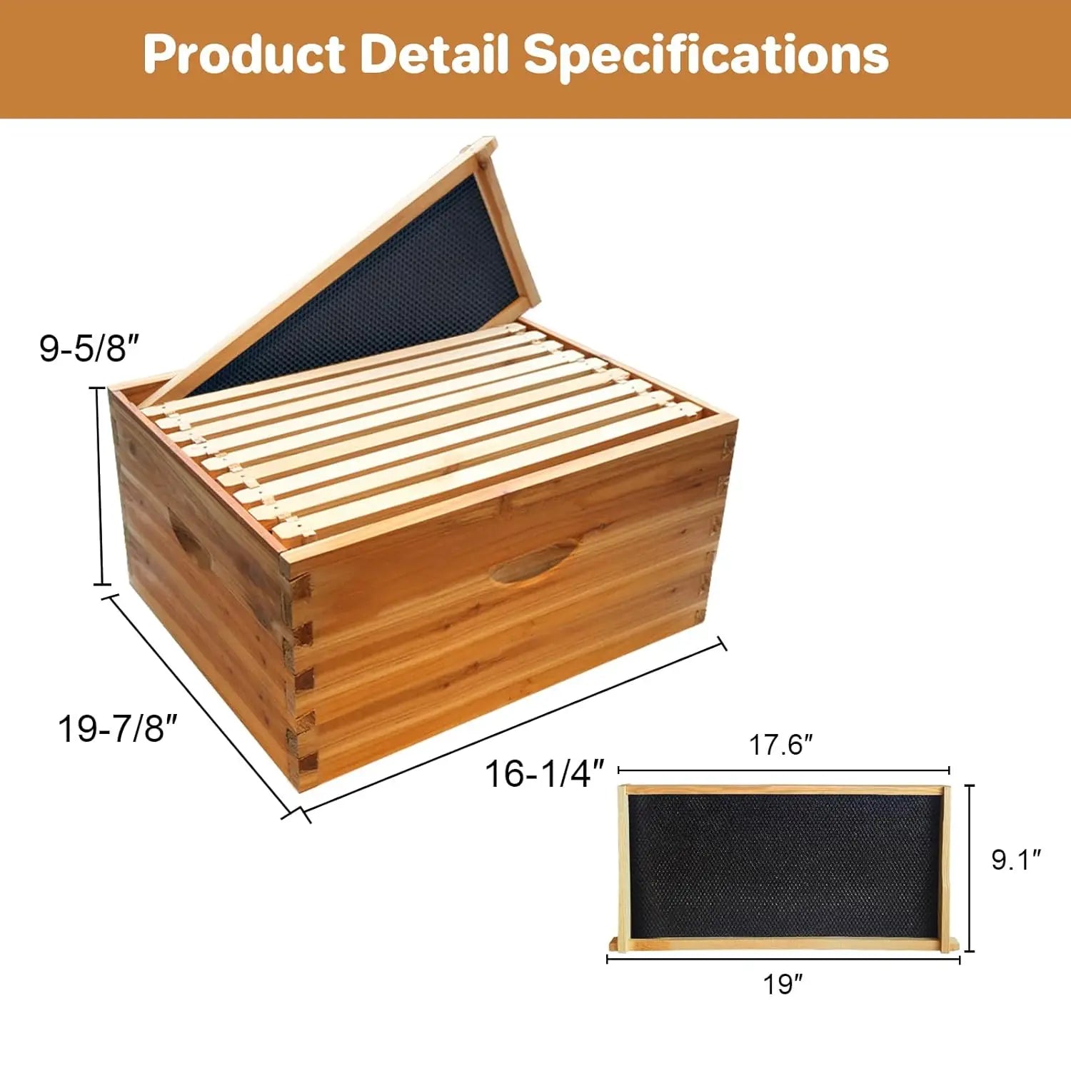TWISTER.CK 10-Frame Deep Beehive Box — Beeswax Coated Cedarwood Hive