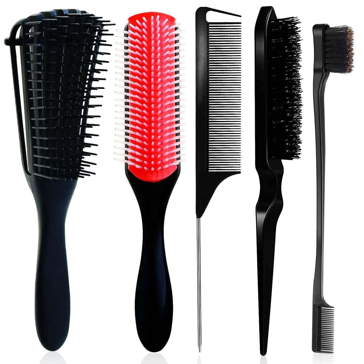 Detangling Hair Brush Set — Wet and Dry Styling Combs for Curly Hair