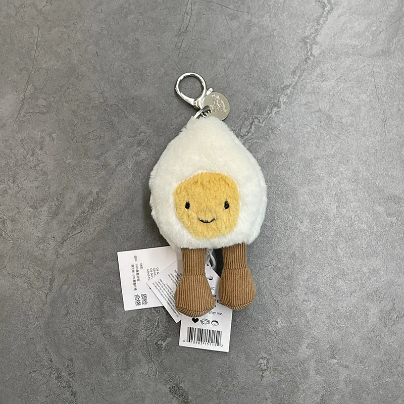 Assorted Plush Keychain Charm — Cute Animal & Food Backpack Accessory