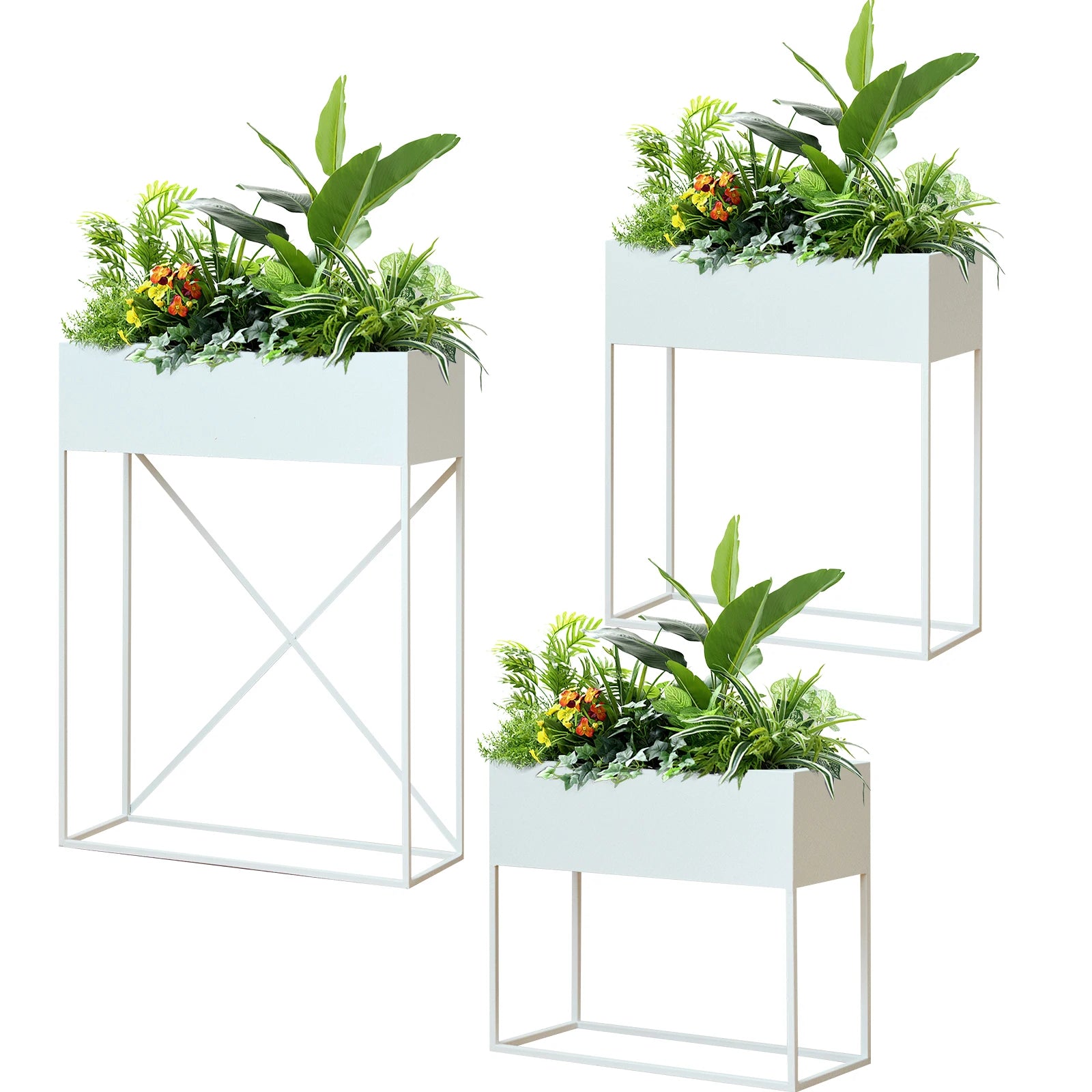 3-Piece Metal Raised Garden Bed — Elevated Tiered Planter with Legs