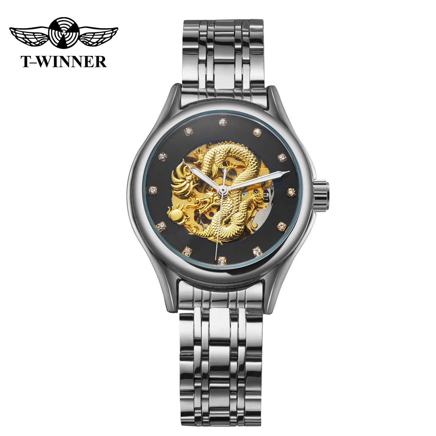T-WINNER Luxury Dragon Skeleton Watch — Automatic Mechanical Women's Timepiece