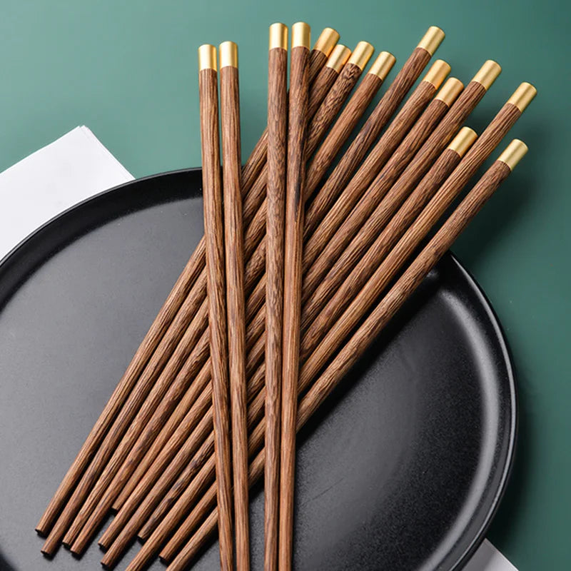 BalmyDays Wenge Wood Chopsticks — 4 Pairs of Reusable Sushi Utensils