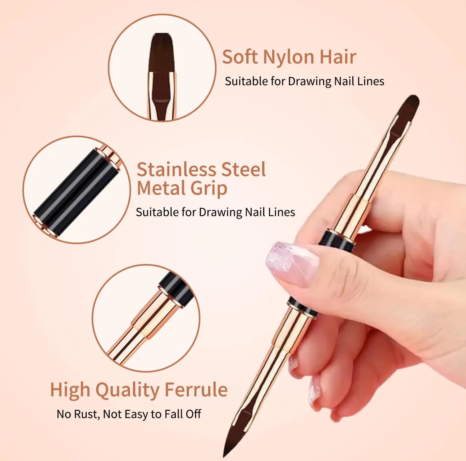 DWLOL Professional Nail Art Brush Set — 5 Double-Ended Acrylic Design Pens