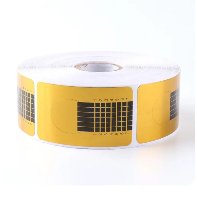Nail Art Extension Guide Forms — 100pcs Gold Paper Nail Art Stickers