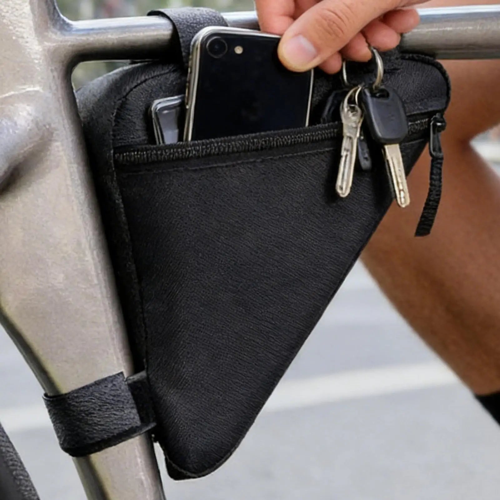 Triangular Bike Frame Storage Bag — Weatherproof Bicycle Pouch for Commuting