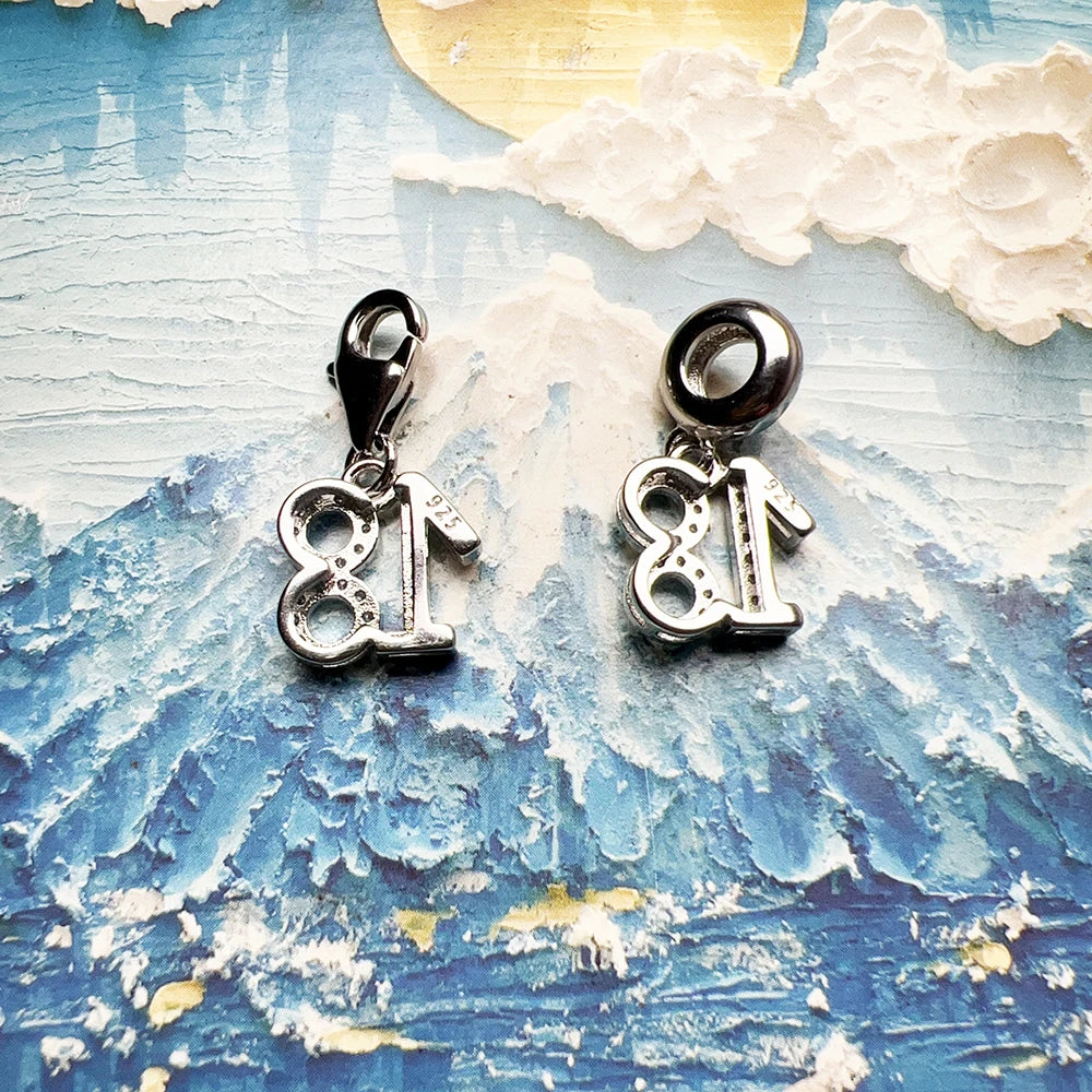 Thaddaeus Number 18 Charm Pendant — 925 Sterling Silver Birthday Jewelry