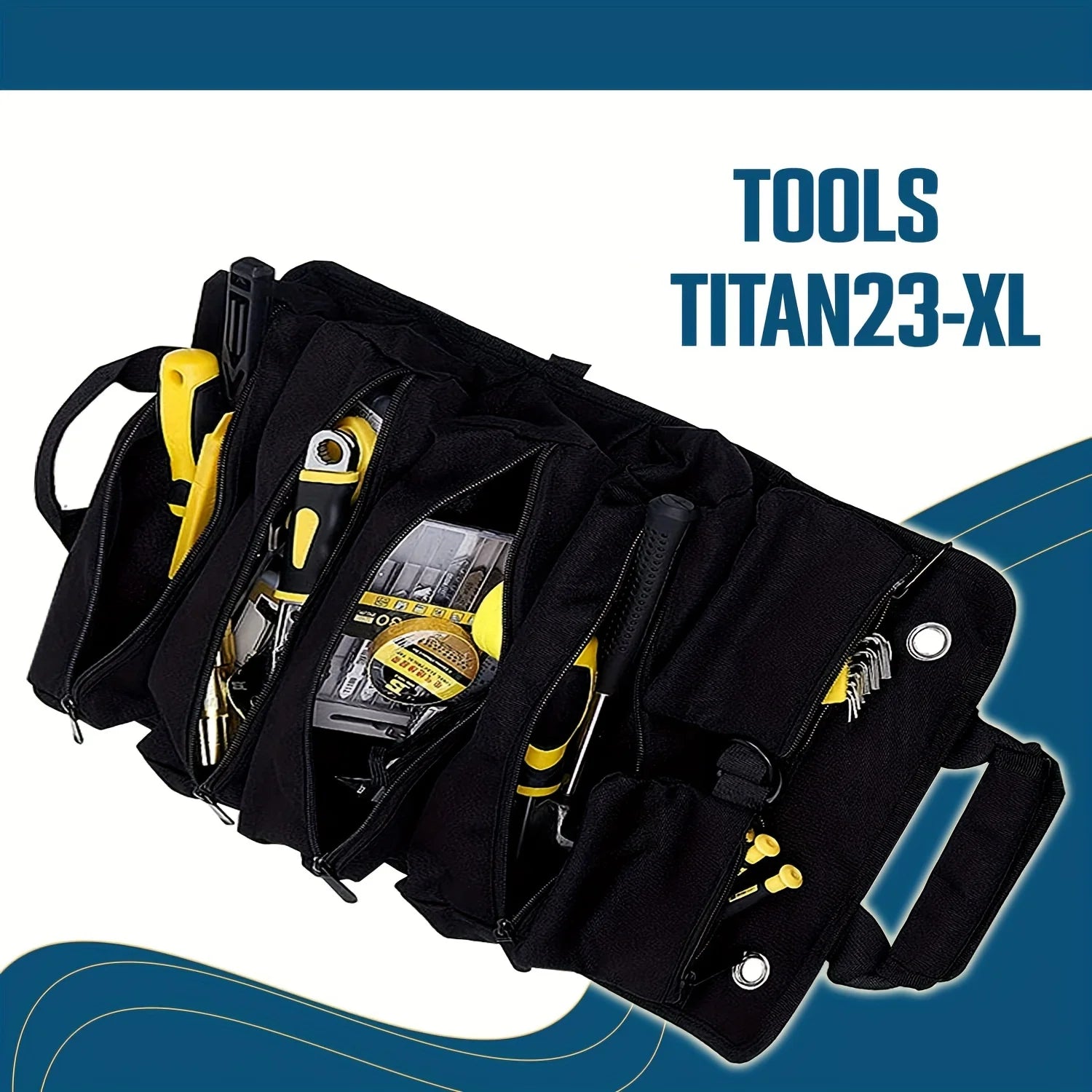 Heavy Duty Tool Bag Organizer — Roll Up Handbag with Detachable Pouches