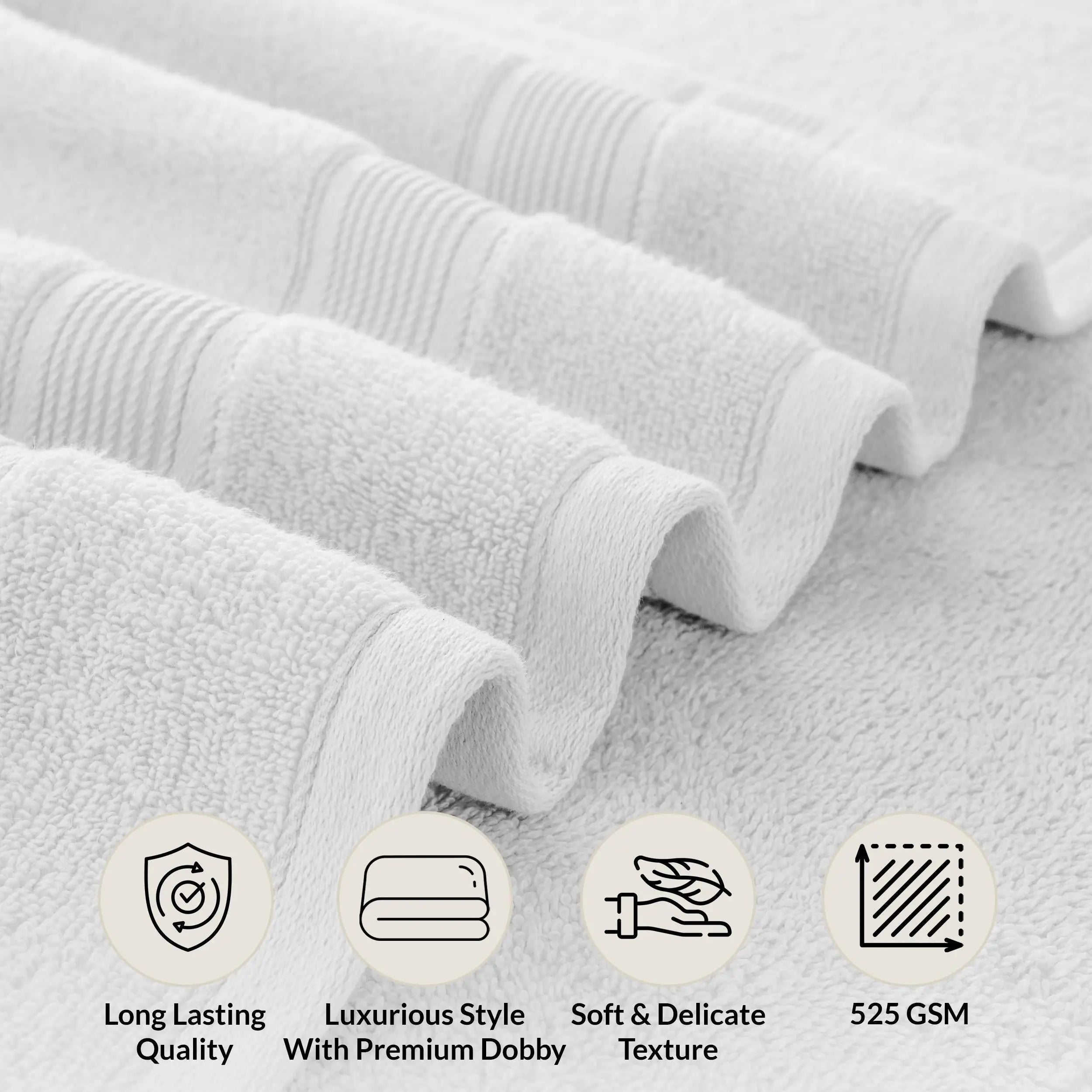 Premium 6-Piece Cotton Bath Towel Set — Soft Absorbent Zero Twist Weave