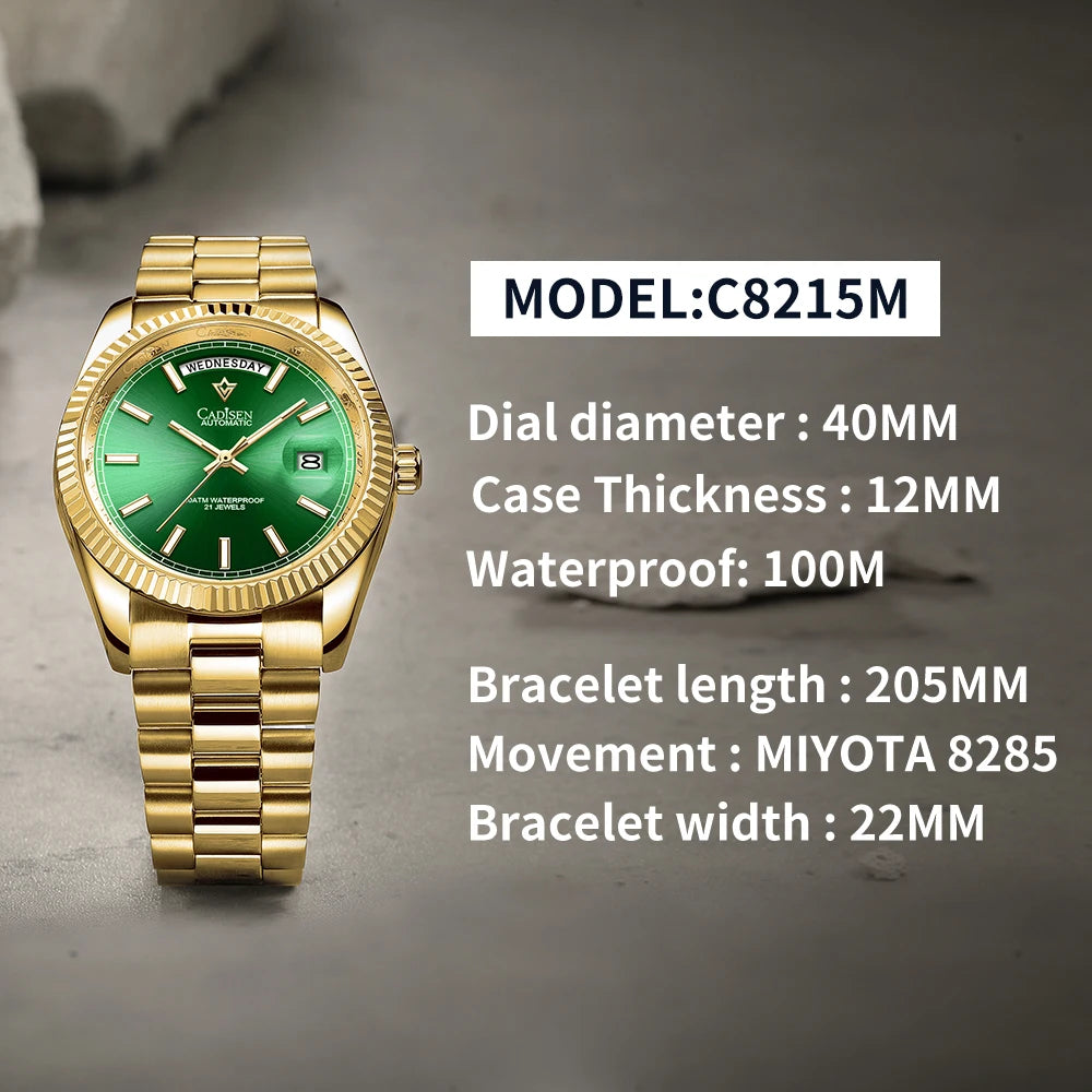 Cadisen DD40 Luxury Automatic Watch — Mechanical Sapphire Glass Wristwatch