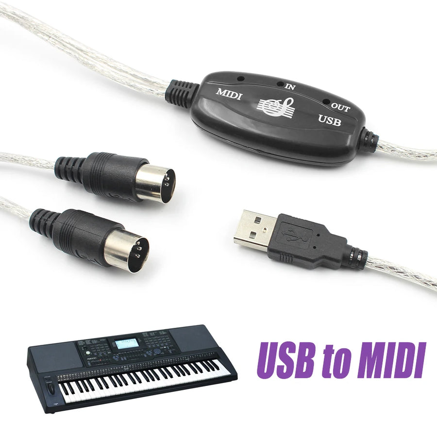 Shunmaii USB MIDI Interface Cable — Keyboard to PC Audio Converter