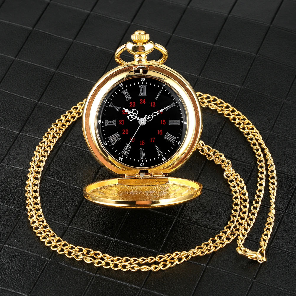 YISUYA Vintage Quartz Pocket Watch — Antique Style Necklace with Fob Chain