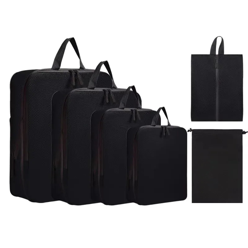 Luggage Organizer Set — Compressible Travel Packing Cubes with Handbag