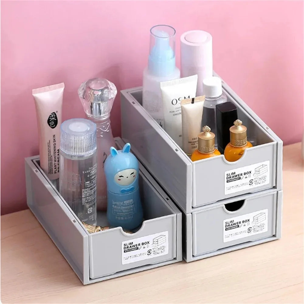 Stackable Desktop Storage Drawers — Versatile Organizer for Office & Cosmetics