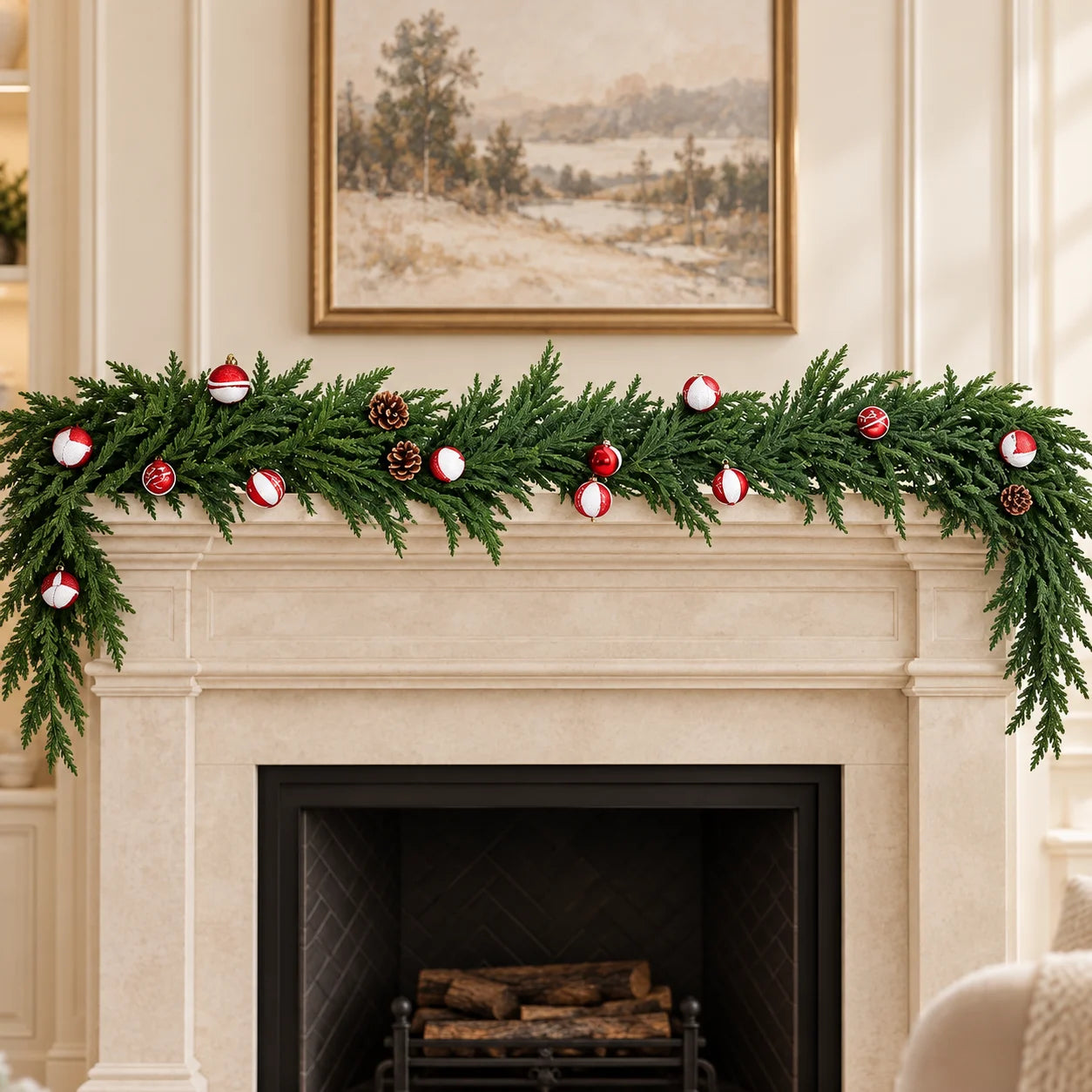 ANIXOL Artificial Cedar Garland — Realistic Faux Evergreen Holiday Decor