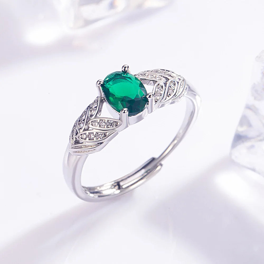 Sterling Silver Feather Cocktail Ring — Elegant Zirconia Statement Jewelry