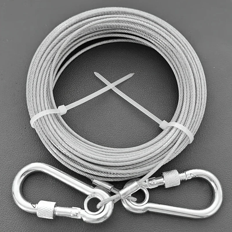 Heavy-Duty Stainless Steel Dog Tie-Out Cable — Reflective Outdoor Leash