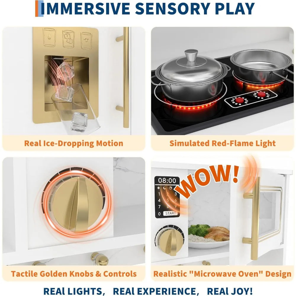 Wooden Play Kitchen Set — Complete Cooking Station with Accessories