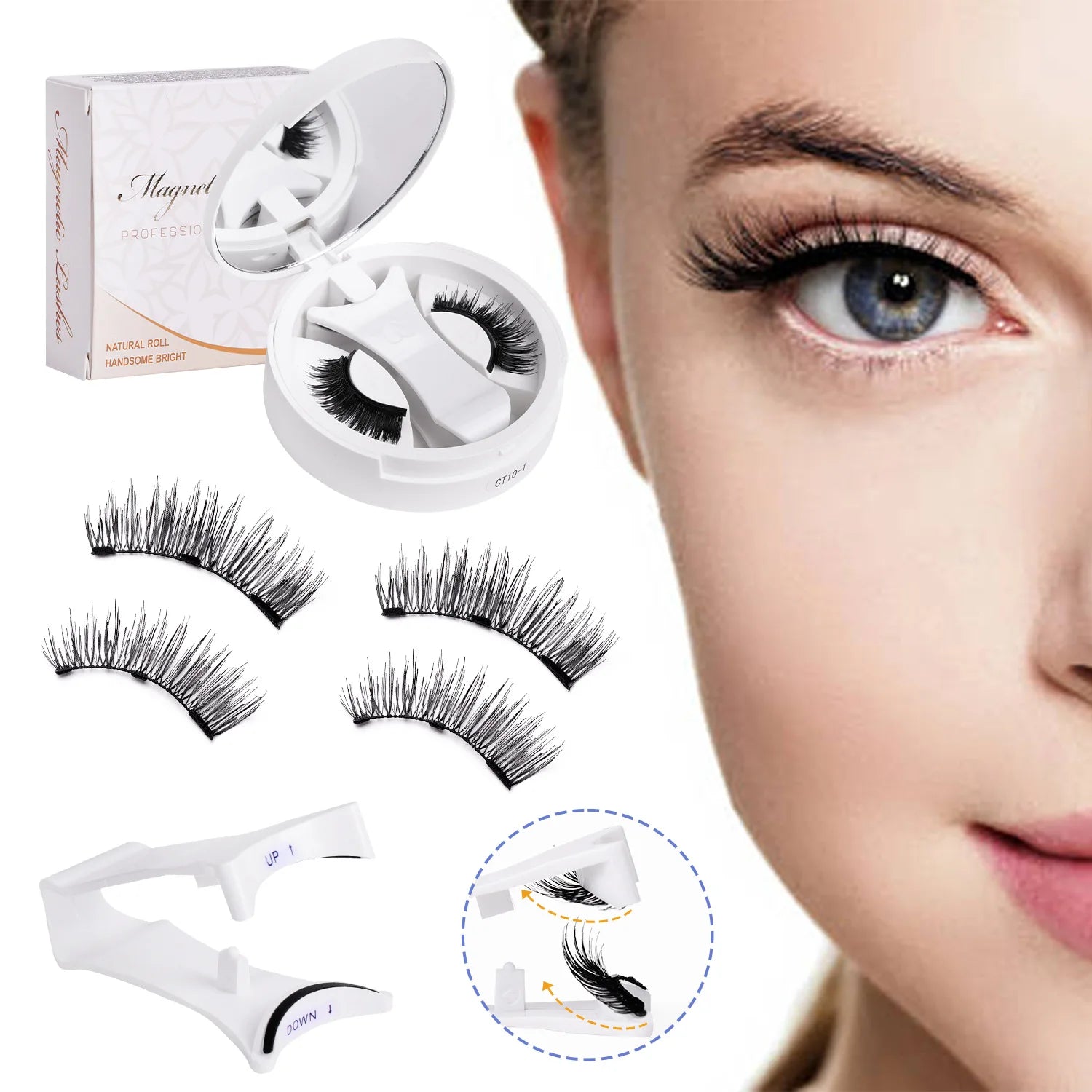 Goodobe Magnetic Eyelash Extension Set — Natural Long Strip Lashes with Tweezers