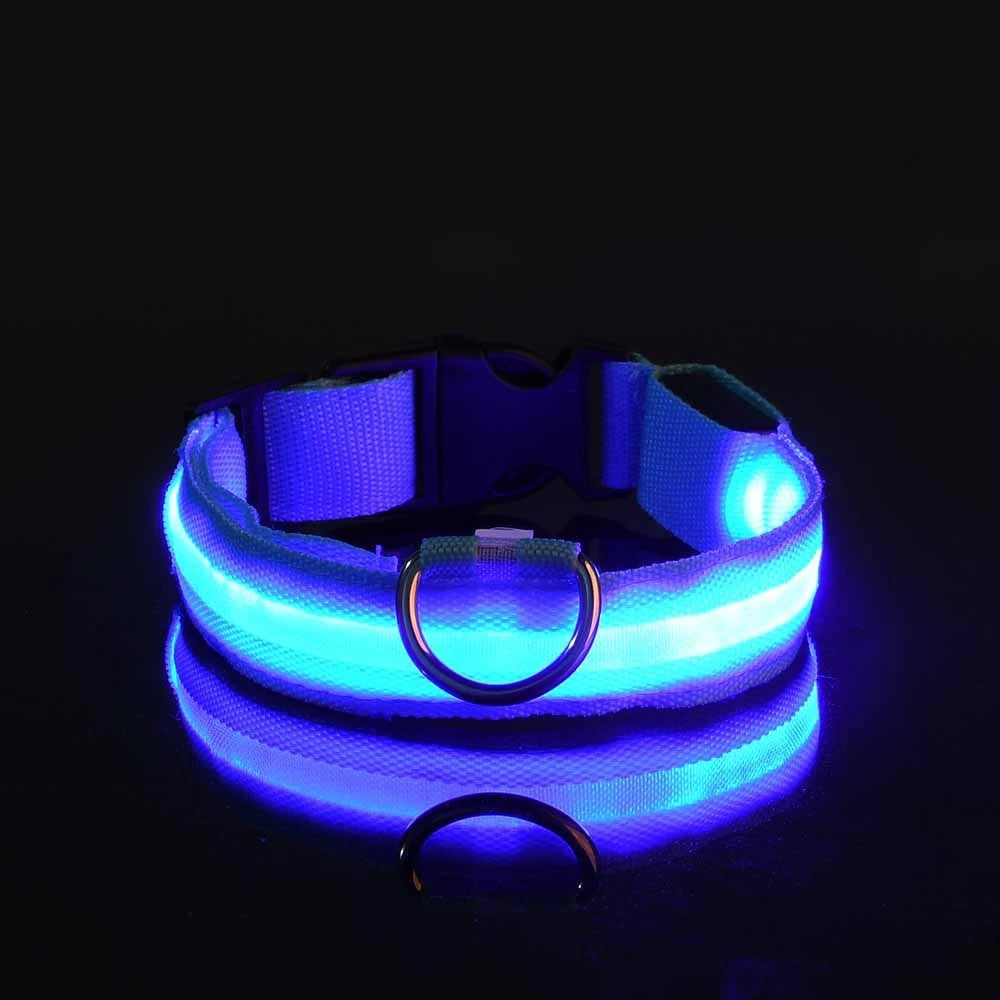 Nylon LED Glow Dog Collar — Luminous Night Safety Pet Accessory
