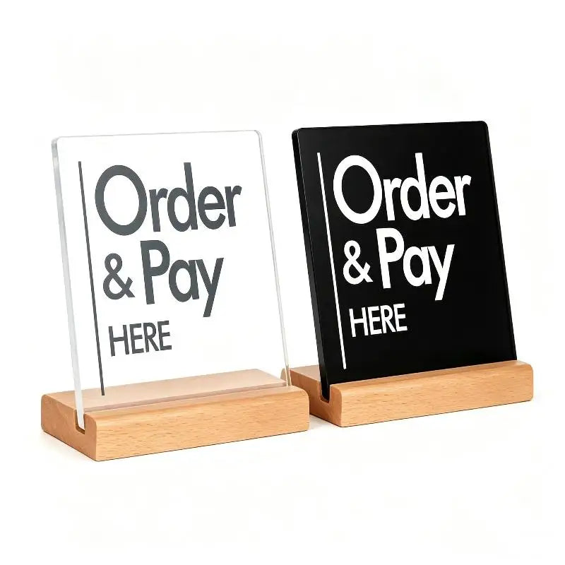 HUXUAN Acrylic Order Here Sign — Durable Countertop Display for Cafes