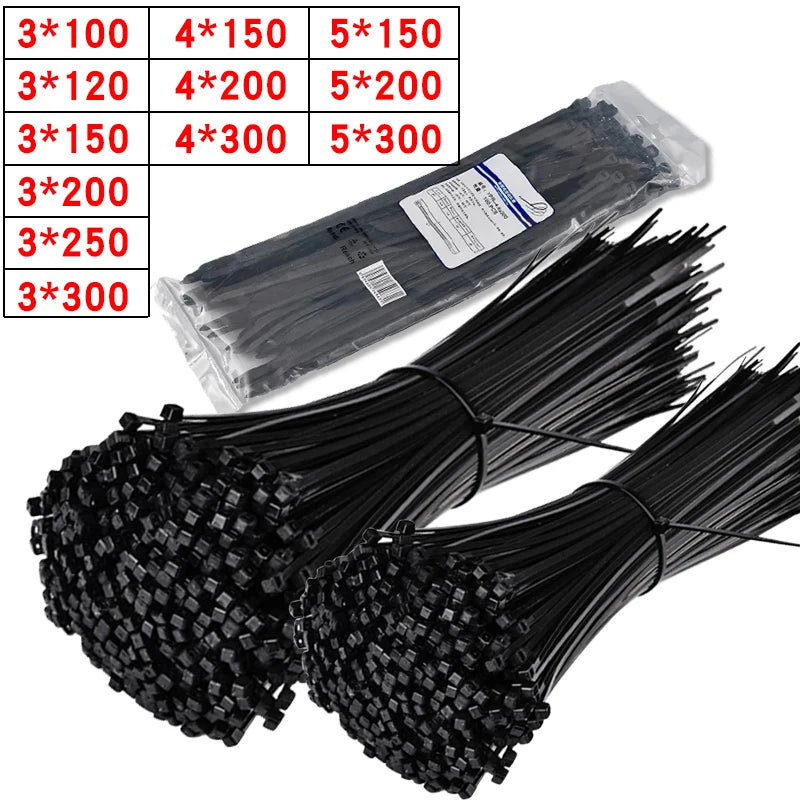 Nylon Cable Tie Set — Self-Locking Plastic Zip Wraps for Wire Management