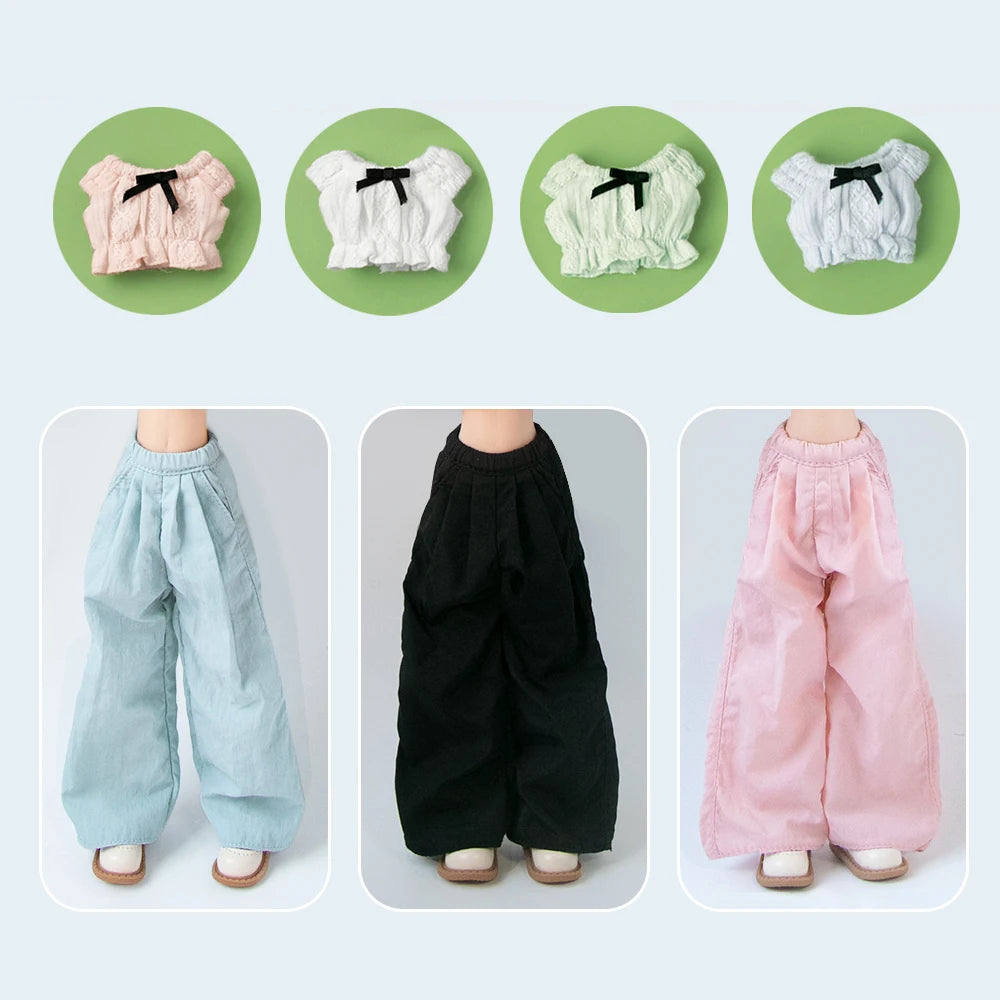 XiDonDon Off-Shoulder Top and Wide-Leg Pants Set — Trendy Doll Outfit