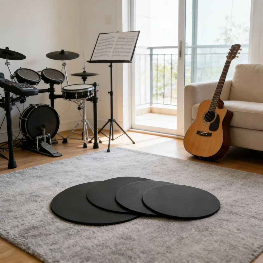 4-Piece Drum Practice Pad Set — Silent Percussion Mute Kit for Noise Reduction