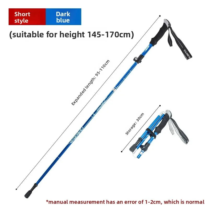 Aluminum Alloy Folding Hiking Stick — Lightweight Retractable Walking Pole