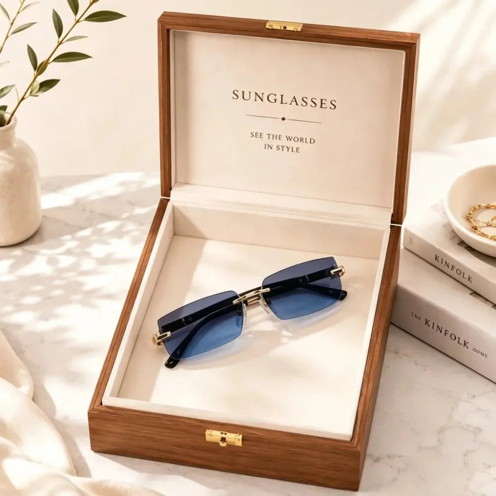 Z&L HOUSE Frameless Rectangular Sunglasses Set — 10-Piece Elegant Accessory Pack