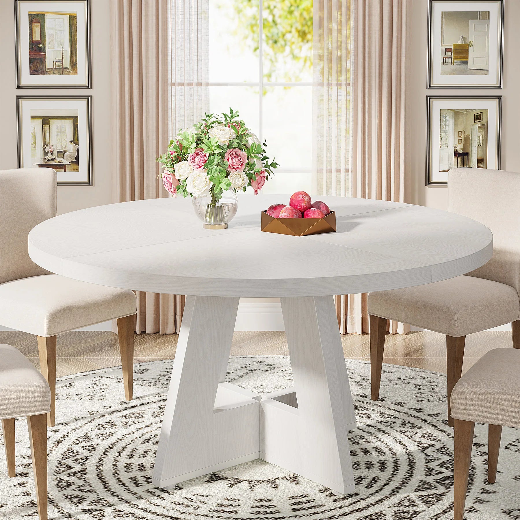 Tribesigns Round Dining Table — 47 Inch Farmhouse Kitchen Table