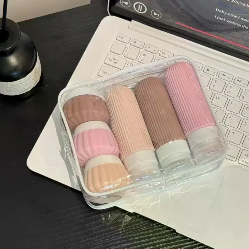 Silicone Travel Toiletry Bottle Set — Leak-Proof Containers With Clear Pouch