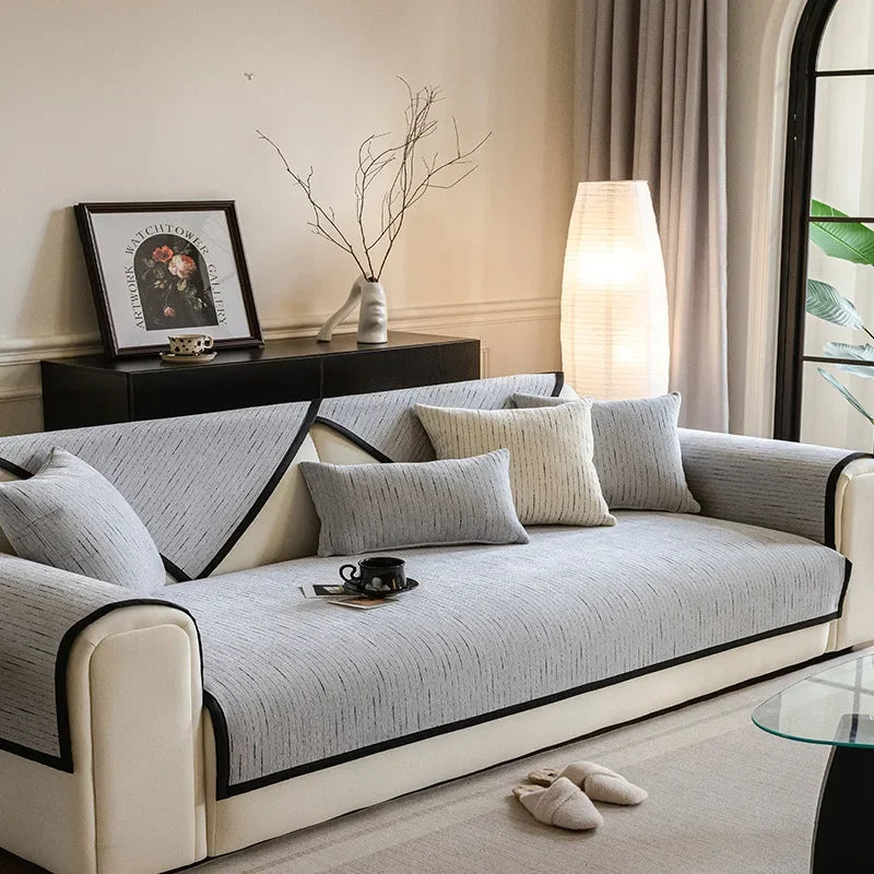 Chenille Sofa Cover Towel — Non-Slip Fabric Protector for Furniture