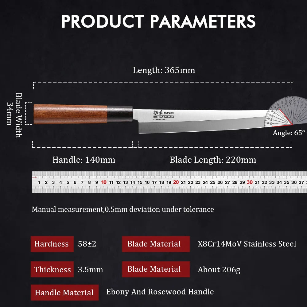 TURWHO Sashimi Knife — Professional Stainless Steel Filleting Blade