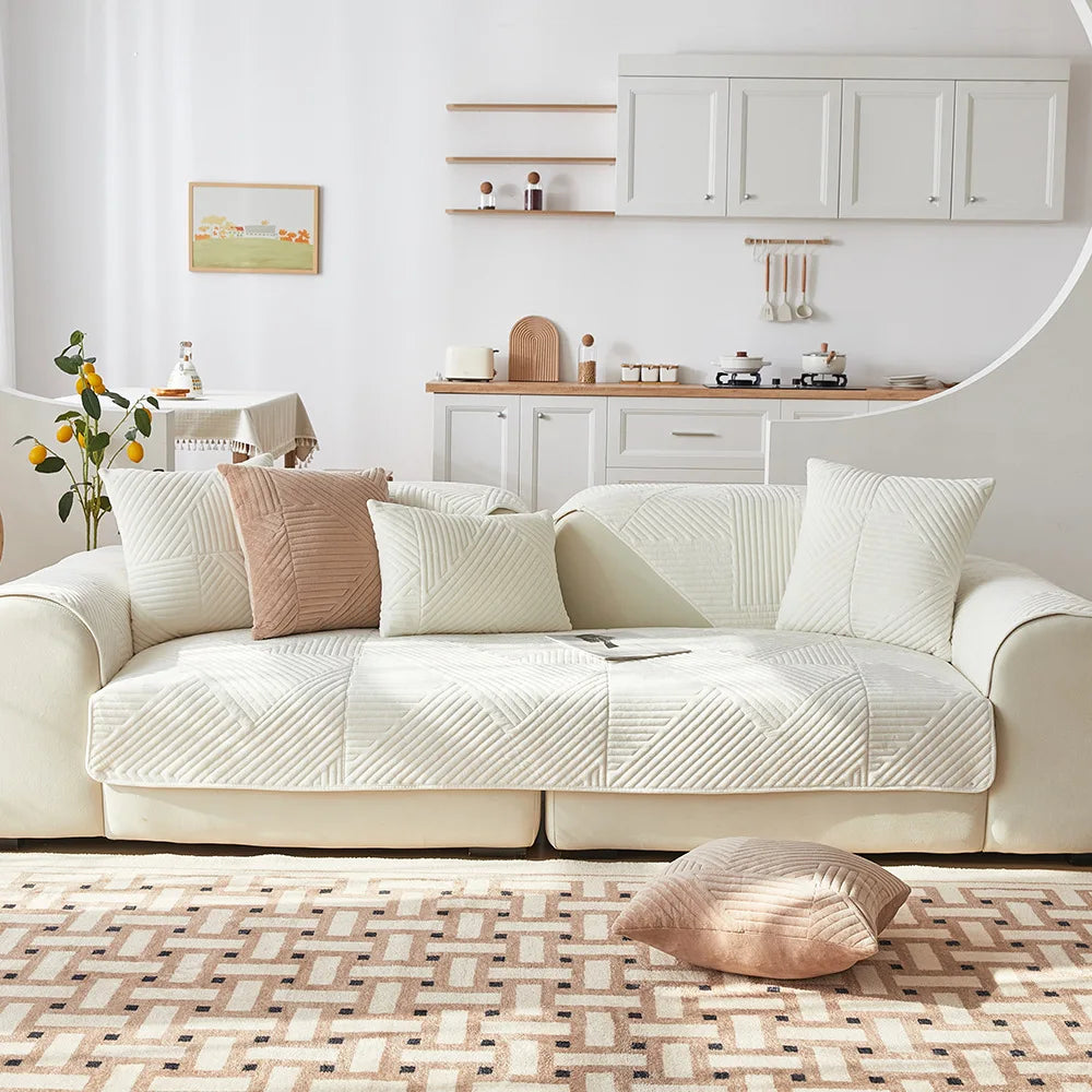 Crystal Velvet Sofa Cover — Non-Slip Furniture Protector for Pets and Kids