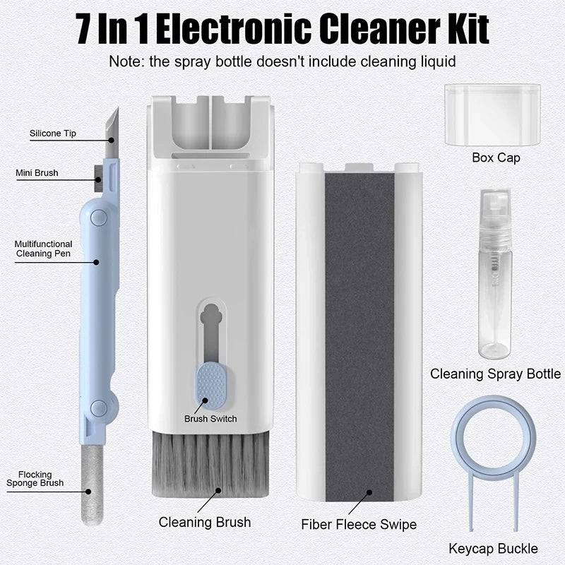 7-in-1 Electronics Cleaning Kit — Multi-Functional Tool Set for Keyboards and Earbuds