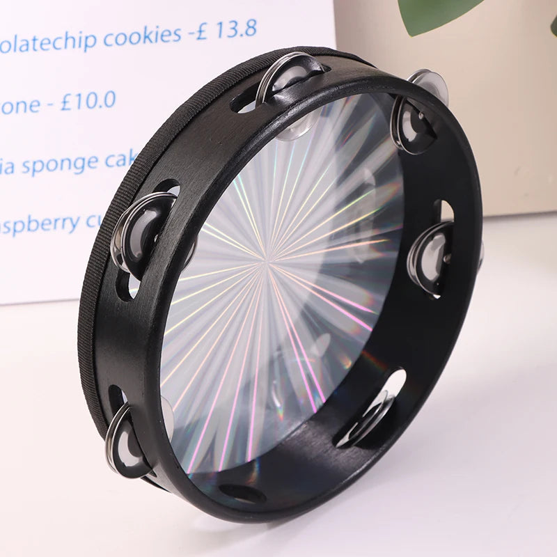 JULYHOT Wooden Radiant Tambourine — Double Row Jingle Hand Drum