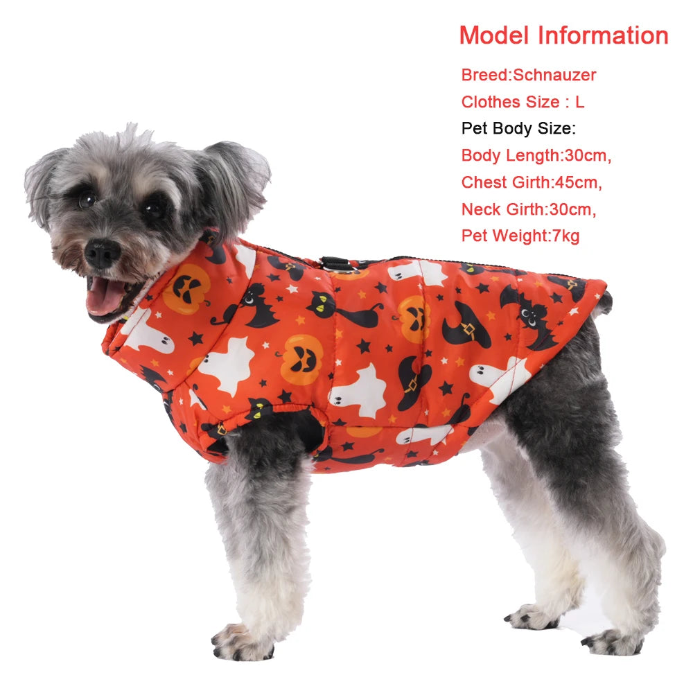 Holapet Halloween Dog Jacket — Waterproof Pumpkin Print Pet Coat