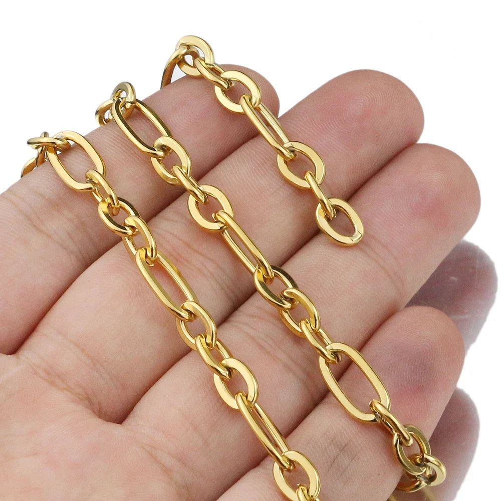 Alisaya Stainless Steel Rolo Cable Chain — 1 Meter DIY Jewelry Making Supply