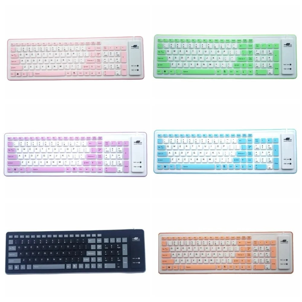 Flexible Silicone Wired Keyboard — Waterproof and Foldable Design