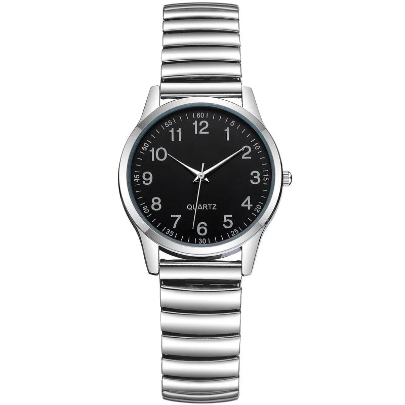Fashion Couple Quartz Watches — Simple Arabic Dial with Elastic Band