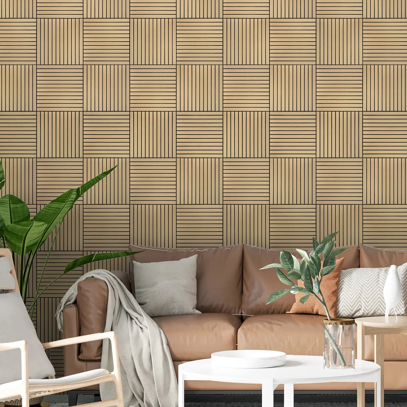 Peel and Stick Wood Slat Wall Panels — Decorative Self-Adhesive Accent, 10pcs