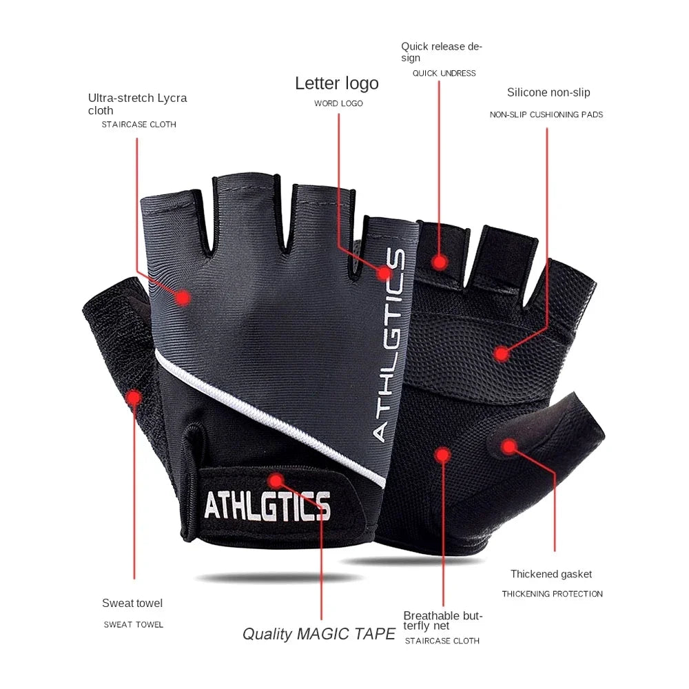 Breathable Fingerless Workout Gloves — Anti-Slip Grip for Gym & Cycling