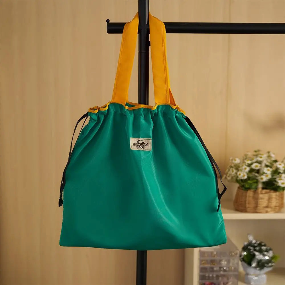 Reusable Nylon Drawstring Shopping Bag — Durable Grocery Tote for Travel