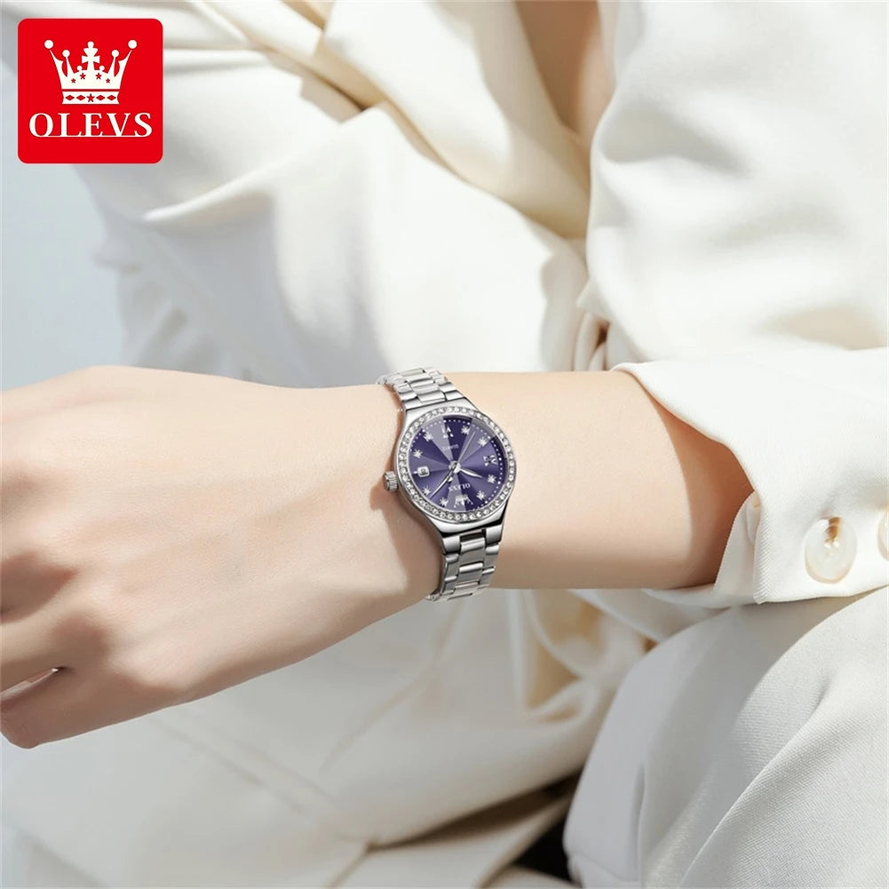 OLEVS 5628 Women's Quartz Watch — Elegant Stainless Steel Jewelry Gift