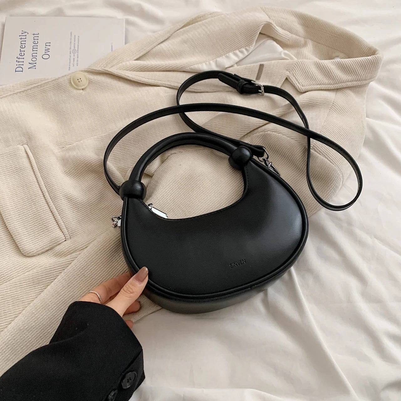 Half Moon Hobo Bag — Soft Leather Shoulder Bag & Crossbody Purse