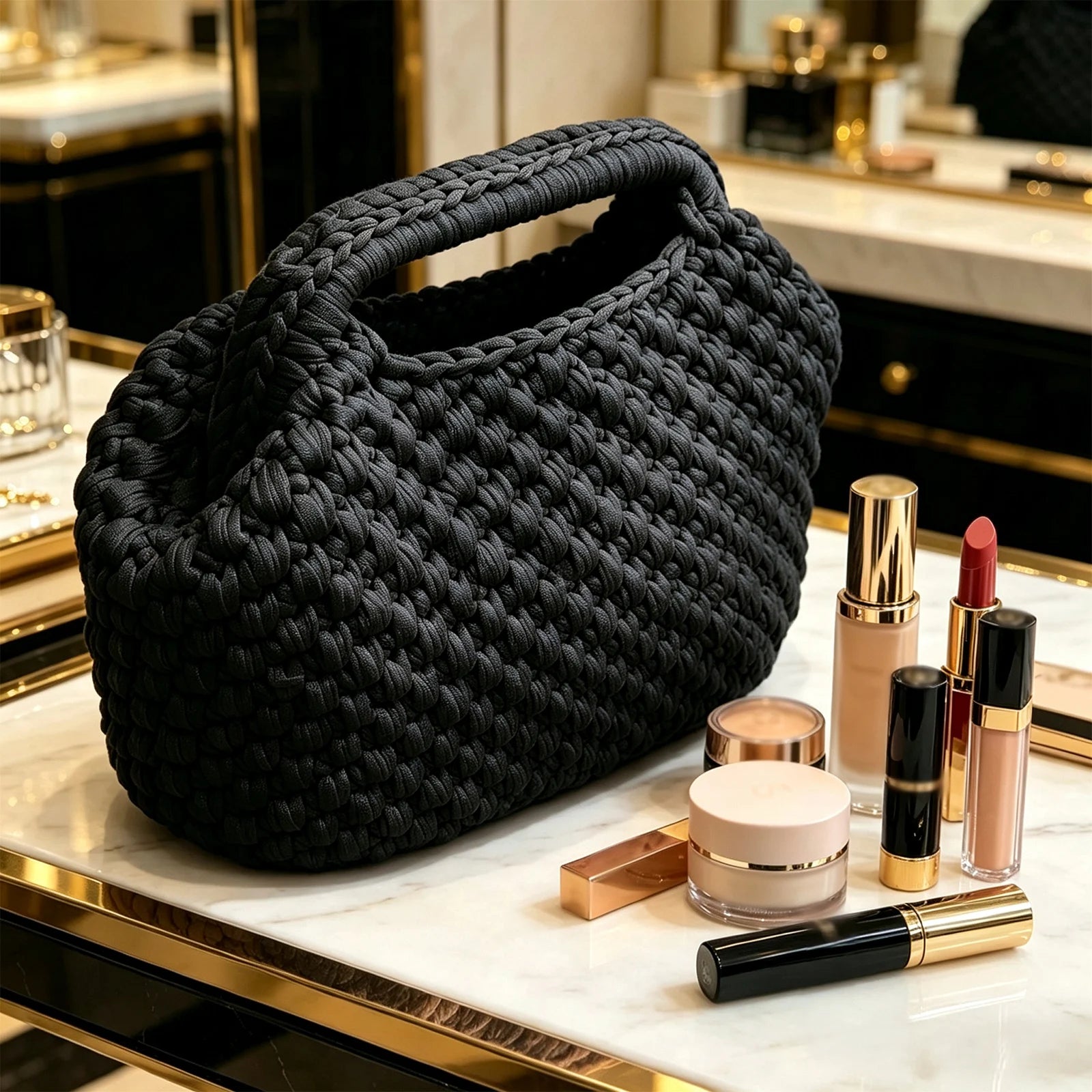 Handmade Crochet Woven Bag — Casual Summer Beach Clutch