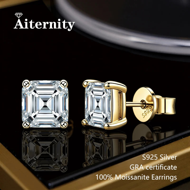 AITERNITY Moissanite Stud Earrings — Elegant S925 Silver Wedding Jewelry