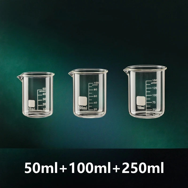 Borosilicate Glass Measuring Cup Set — Heat Resistant Graduated Beakers