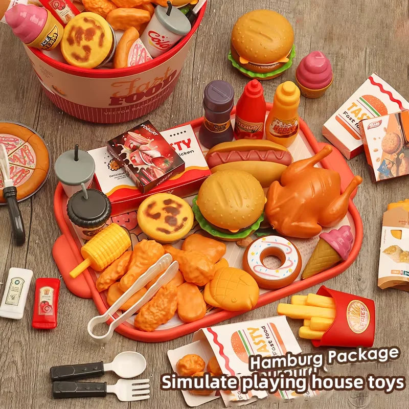 OUZEY Pretend Play Kitchen Set — Realistic Fast Food Simulation Toy